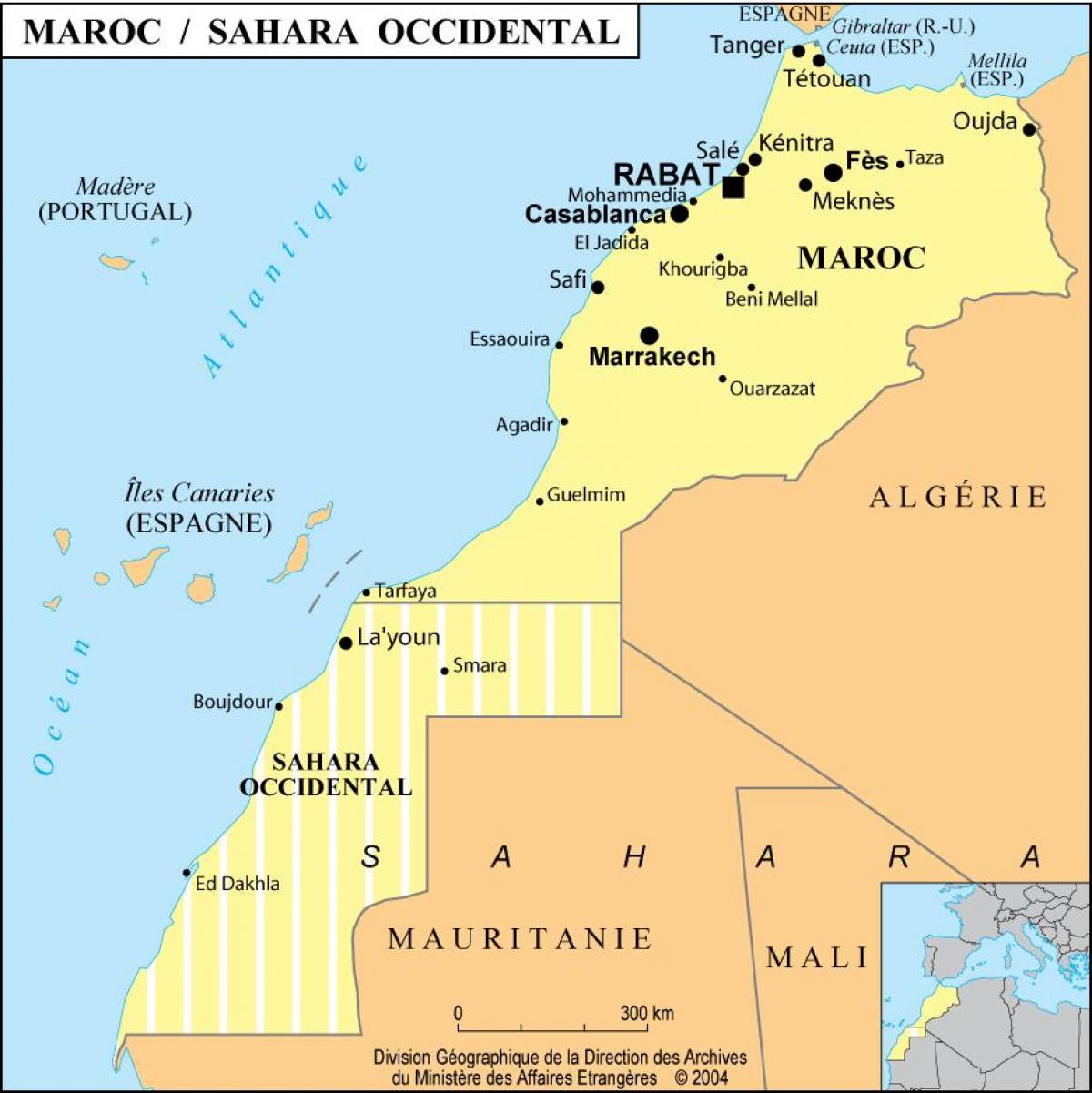 Mapa de Marruecos con las principales ciudades
