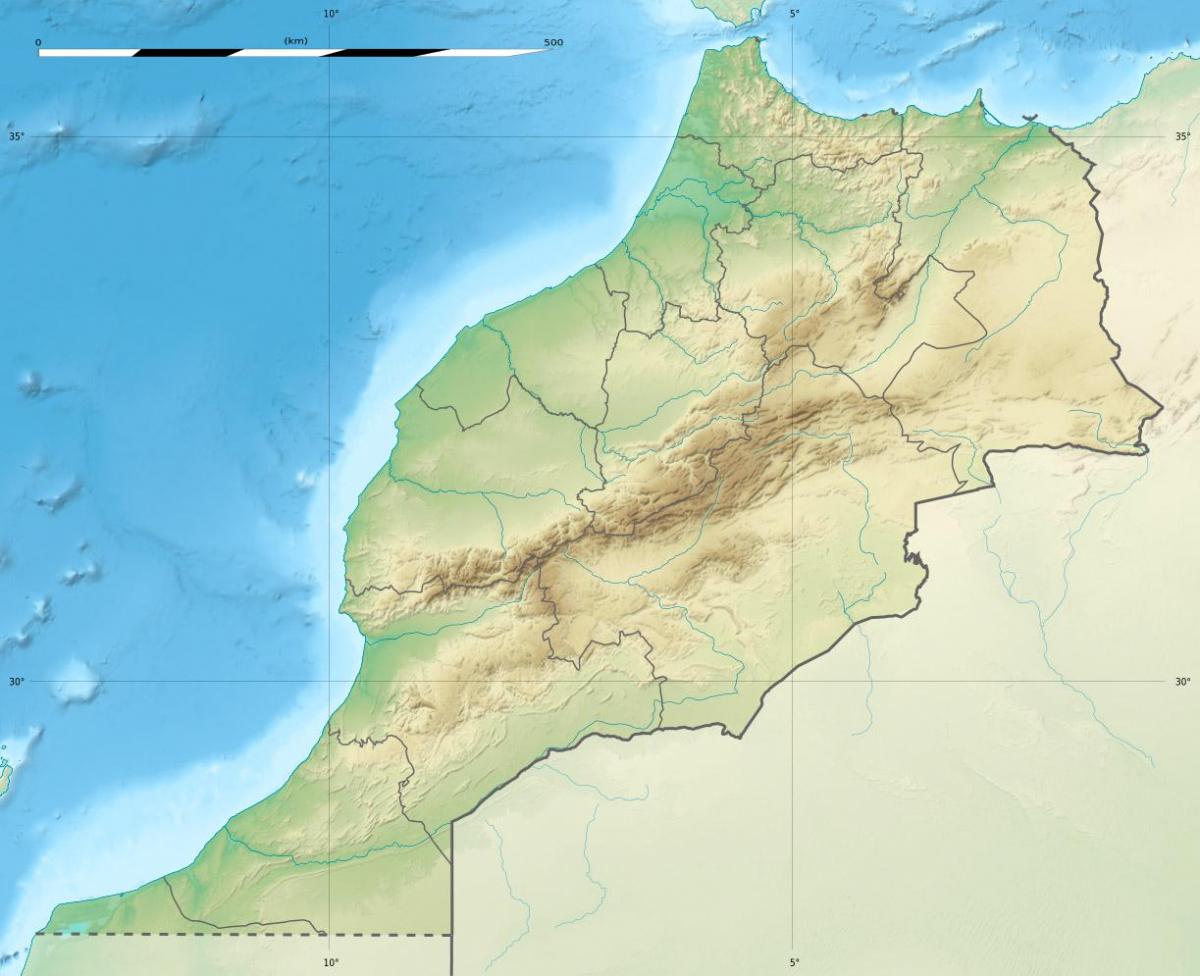 Mapa topográfico de Marruecos