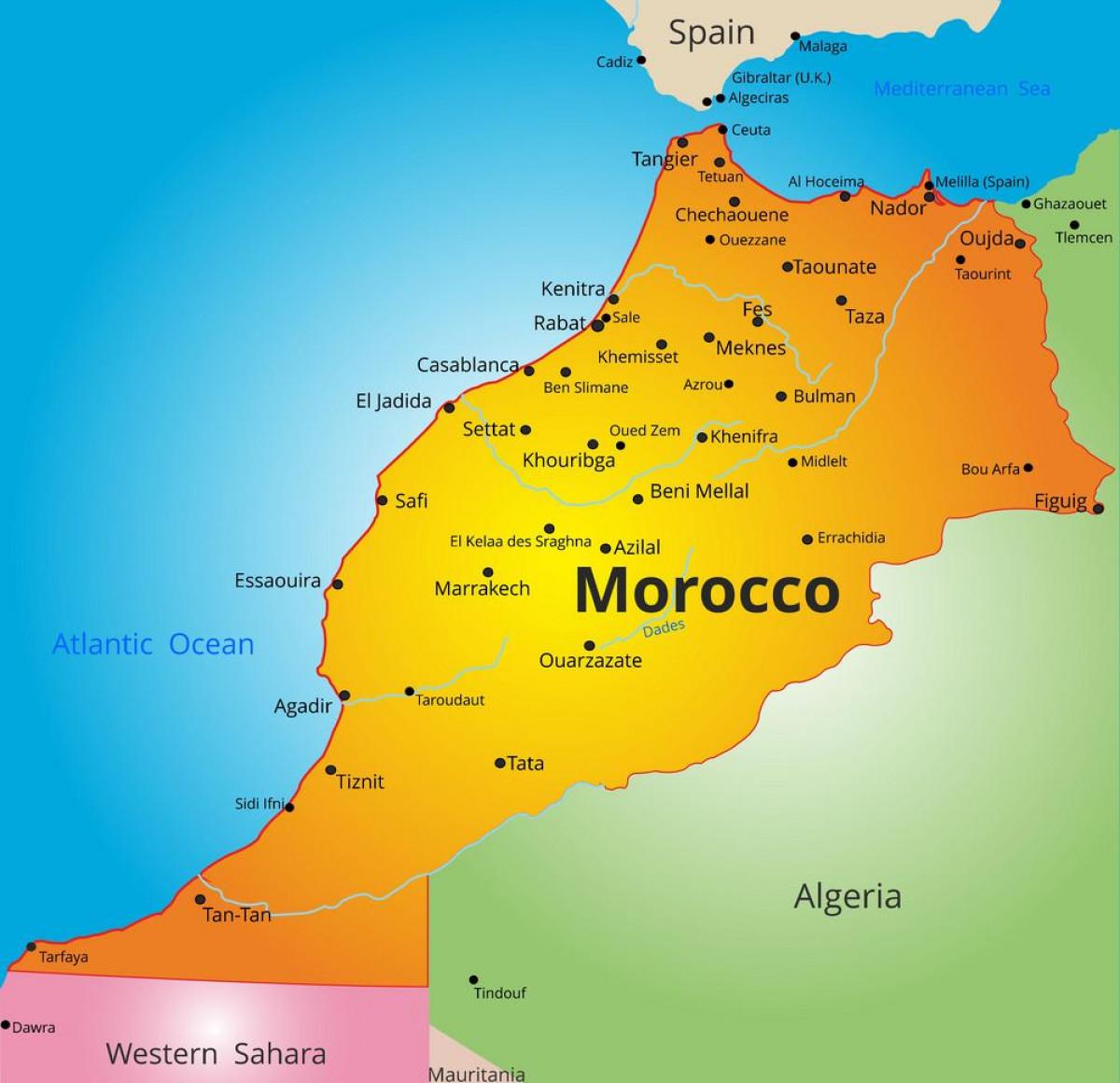 Mapa del país Marruecos