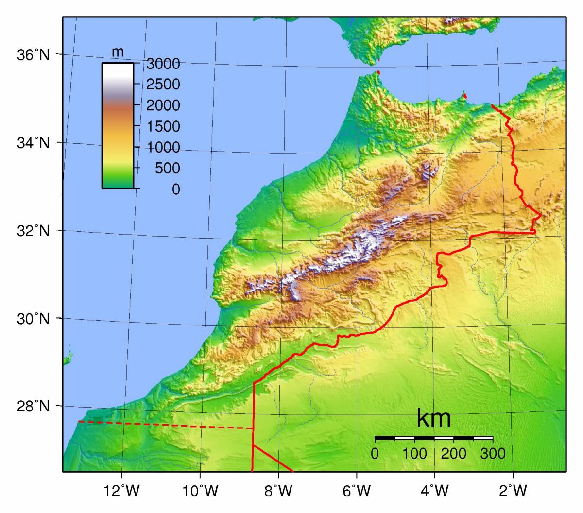 Mapa de la forma de la tierra de Marruecos