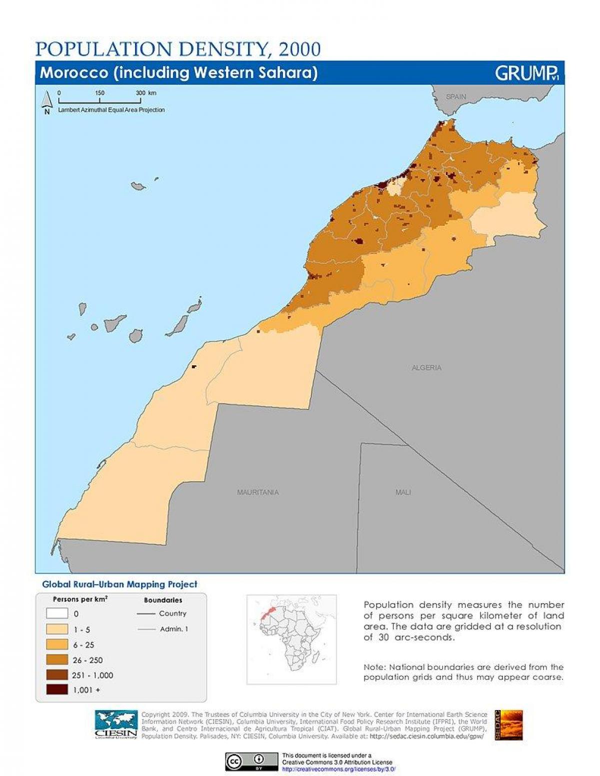 Mapa de densidad de Marruecos