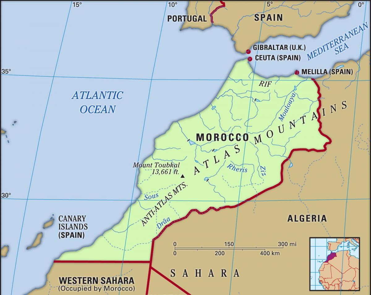 Mapa de los ríos de Marruecos