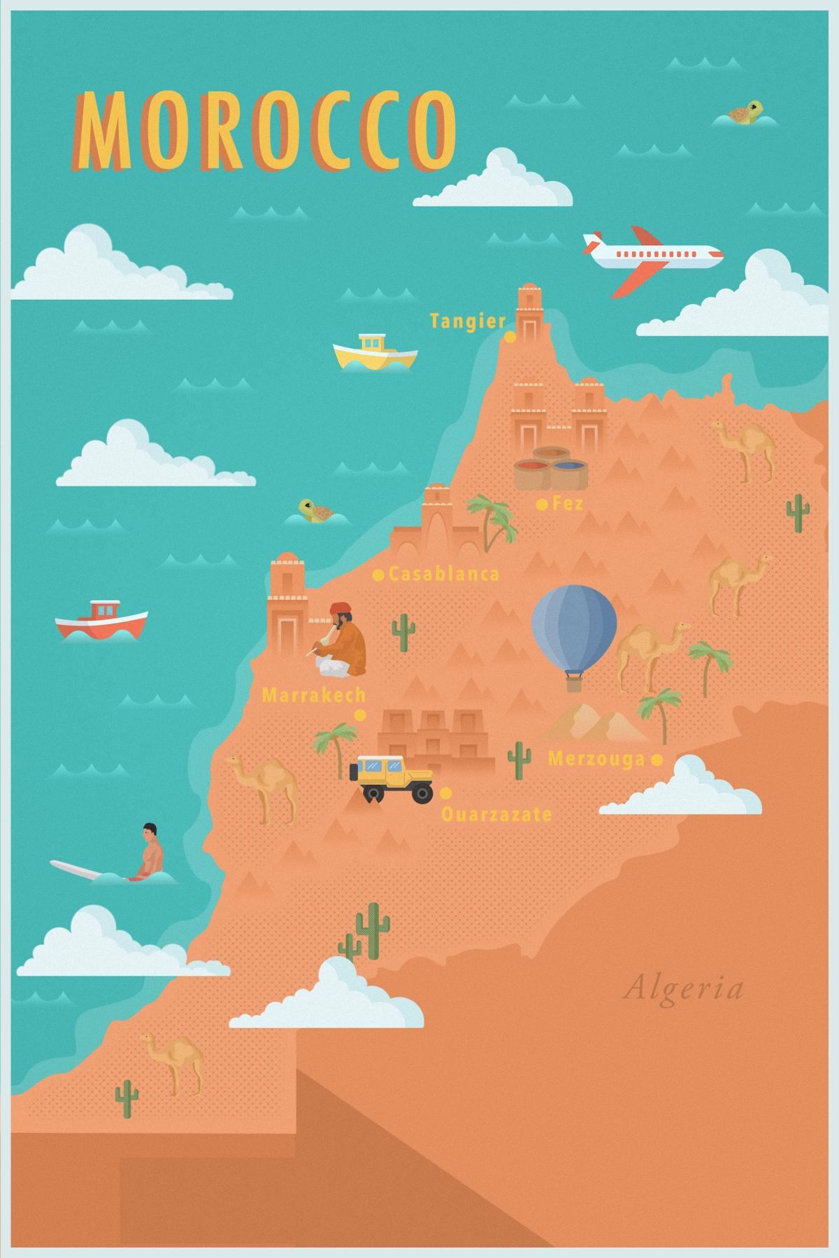 Mapa de viaje de Marruecos
